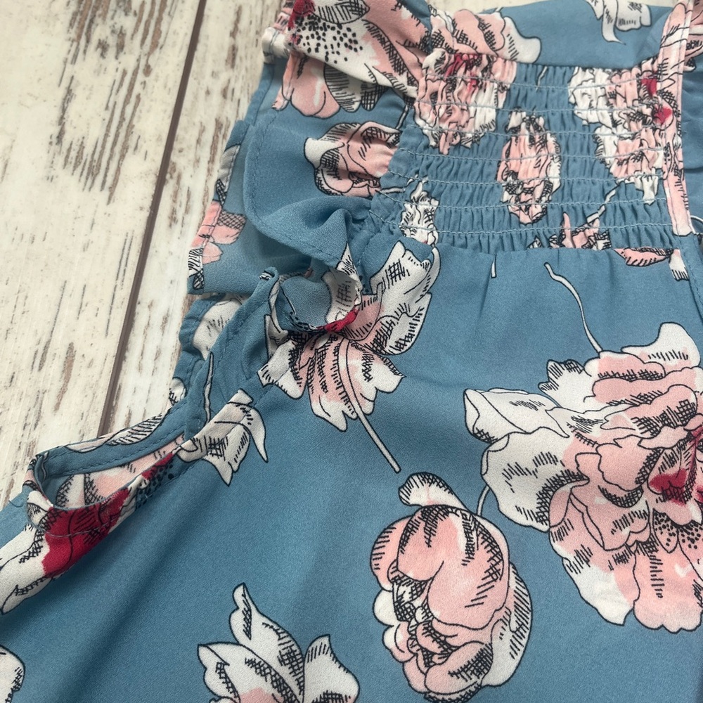 Daniel Rainn Floral Print Blouse Smocked Neckline & Ruffle Sleeves, Small - Picture 4 of 16